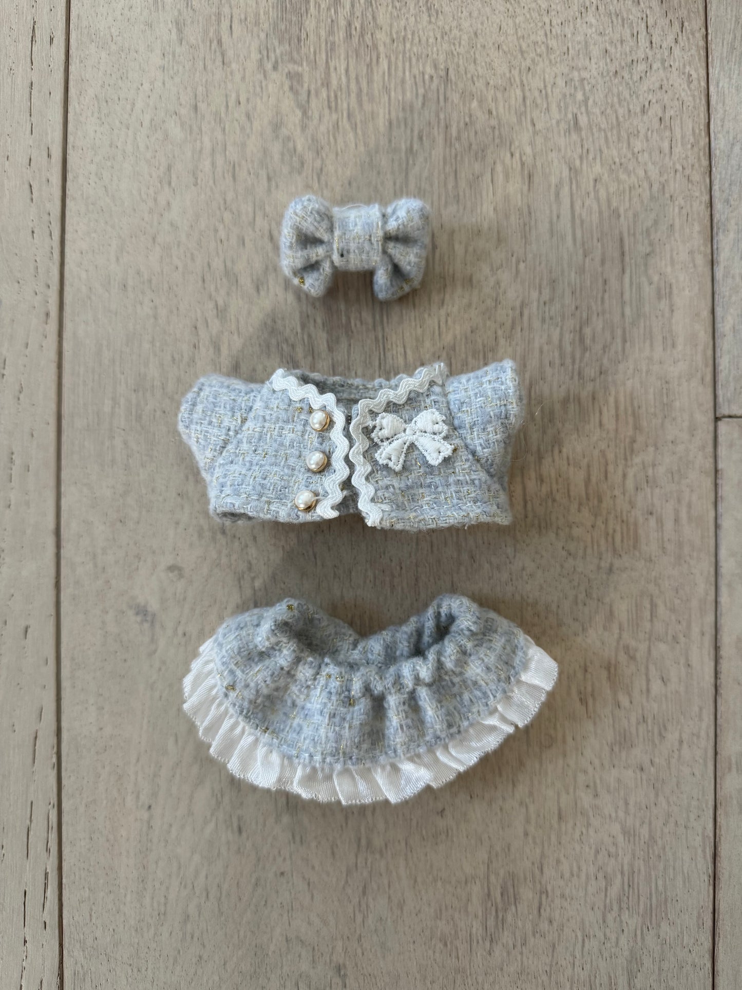 Labubu Clothes / Tweed Jacket Set Blue