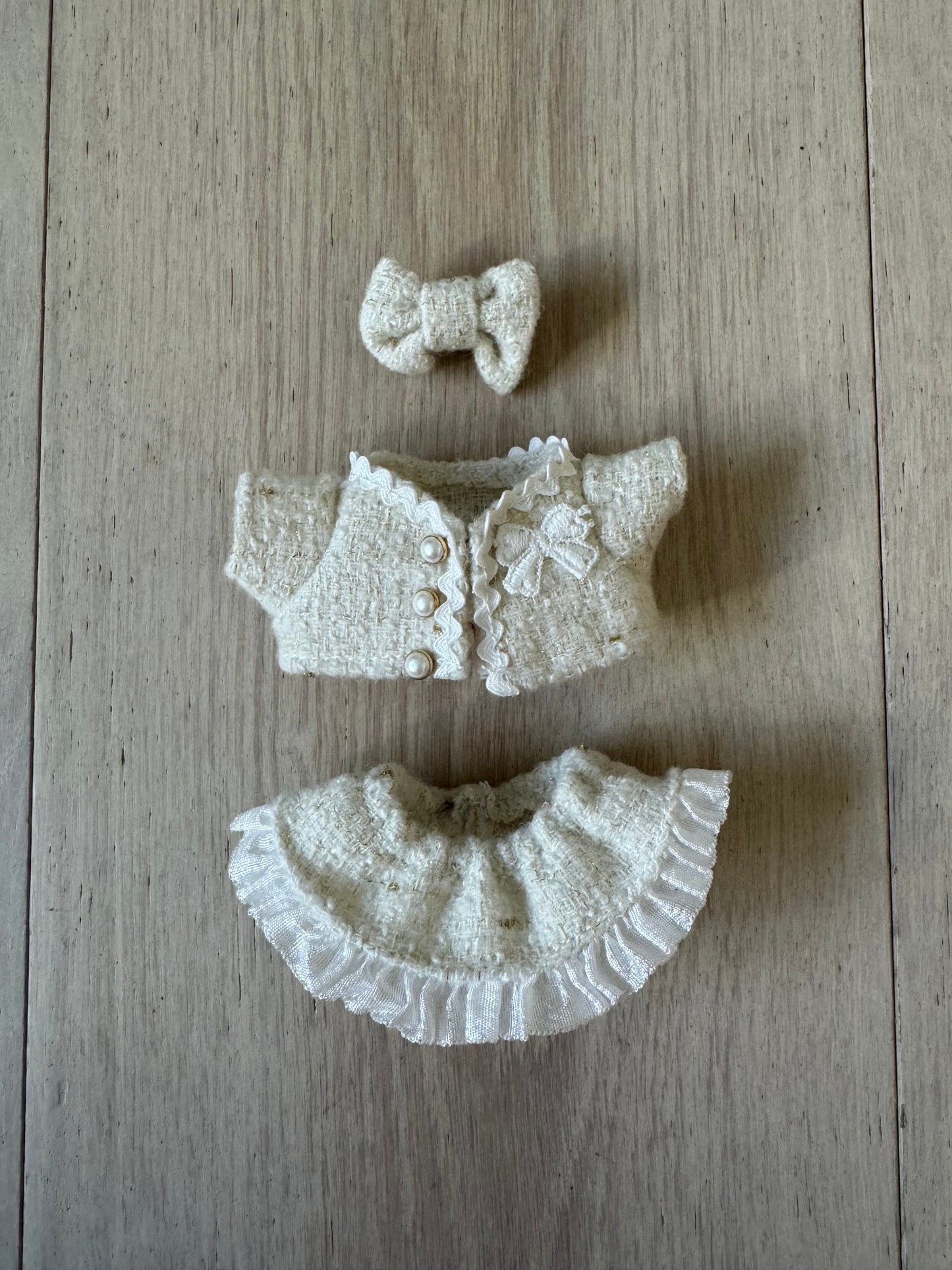 Labubu Clothes / Tweed Jacket Set Ivory